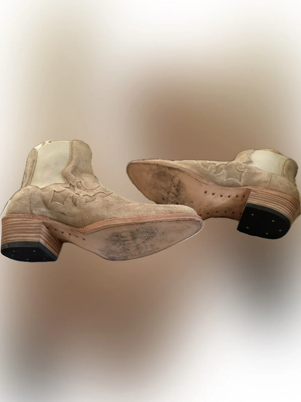 Stetson Taupe Suede Western Chelsea Ankle Boots
